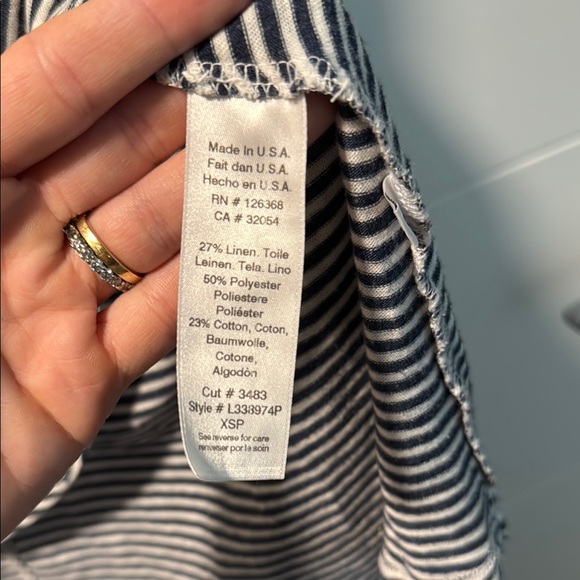 Left of Center (Anthropologie) Linen Blend Striped Tank w/ unique hem - Picture 7 of 7